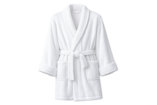 White plush cotton terry cloth bathrobe for spa comfort