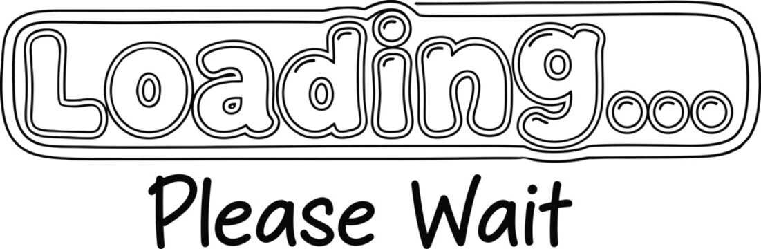 Loading screen illustration please wait message in sketch style