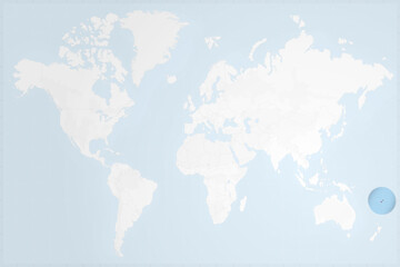 Fototapeta premium Fiji Map with Flag in Magnifying Glass on World Map Background