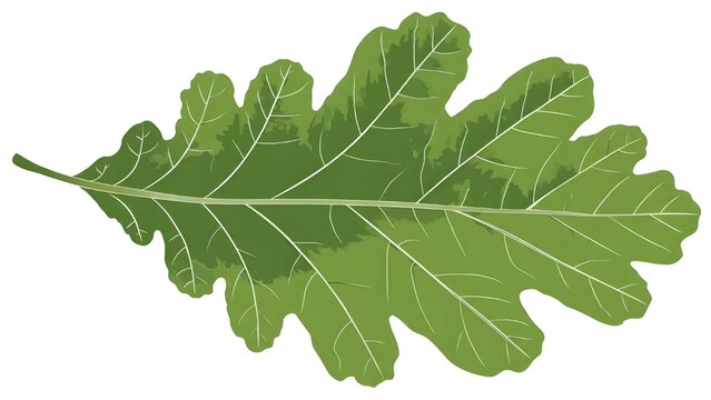 Dark Green Oak Leaf Isolated on White