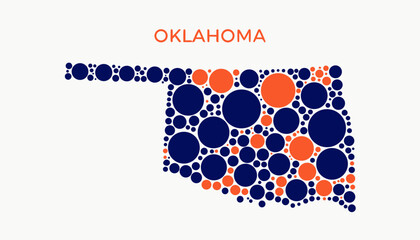 Obraz premium Oklahoma Map with Blue and Orange Dots