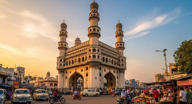 Charminar - A Majestic Architectural Marvel in Hyderabad, India.