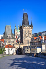 Fototapeta premium Medieval bridge tower and entrance to Mala Strana from Charles Bridge, Prague