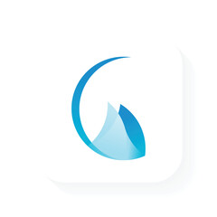 Abstract stingray logo with smooth curves and blue gradient. © AMPR