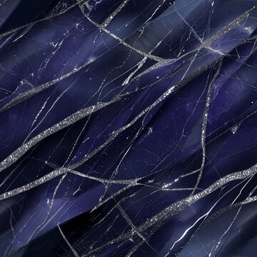 Deep, luxurious, with silver lines across a glossy blue background.