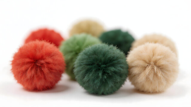 Colorful fluffy pom poms