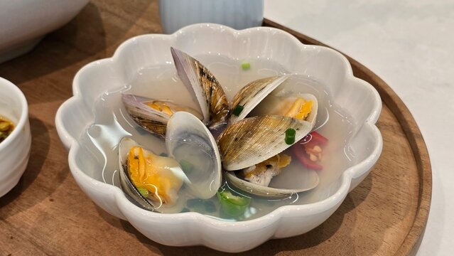 a bowl of clam soup