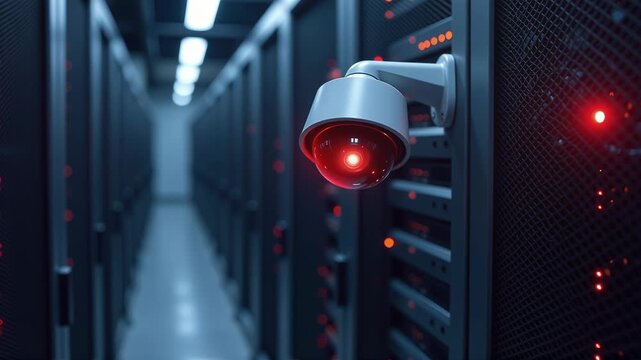 Surveillance Camera Monitoring in Data Center with Red LED Light
