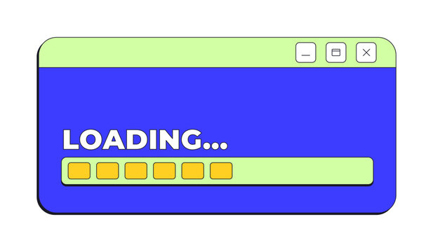 Loading bar process neo brutalism pop-up UI window. System progress status. Data processing indicator. Loader panel. Isolated user interface element in neubrutalism style. Retro Y2K UX design