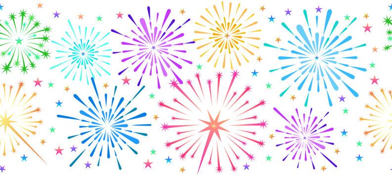 Colorful fireworks seamless pattern
