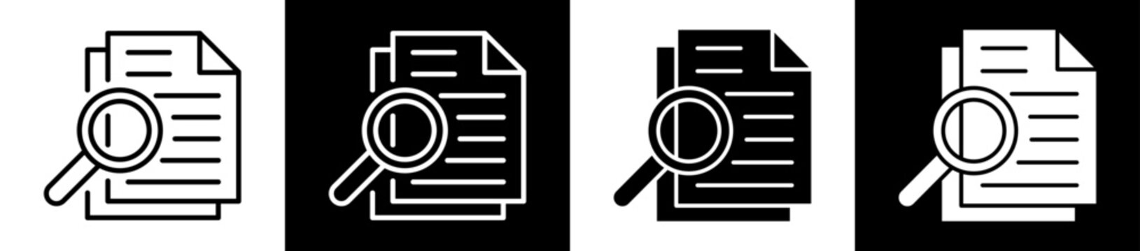 Document Review Icon In Flat Version On Black And White Background