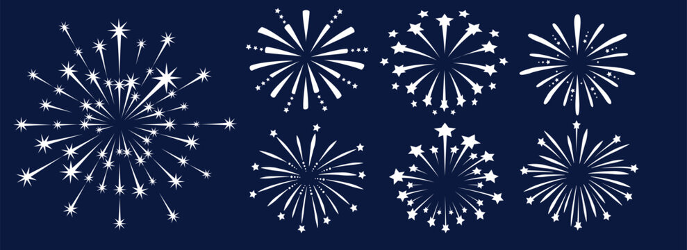 Firework collection on black