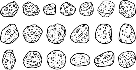 Black and White Line Art Asteroids and Meteorites for Space Exploration © pixsource