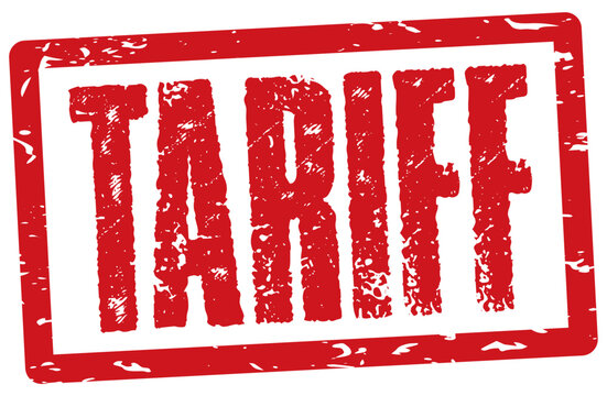 Red tariff rubber stamp isolated on a transparent background