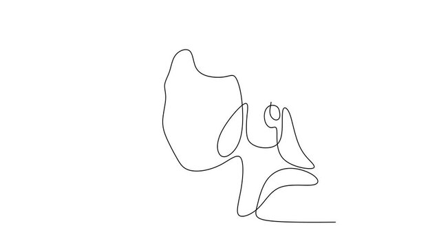 Animated self drawing of continuous line draw of  customer service who is receiving calls from customers and serving request from these customers  Full length one line animation. 4K	