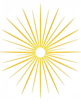 Radiant yellow sunburst on white background