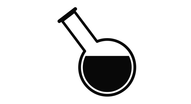 Simple black and white illustration of a round bottom flask