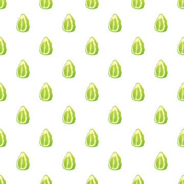 Kaffir lime halves repeating in a vibrant citrus fruit seamless pattern