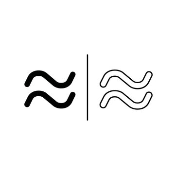 Approximate symbol icon set in solid and outline styles with approximate mathematics equality