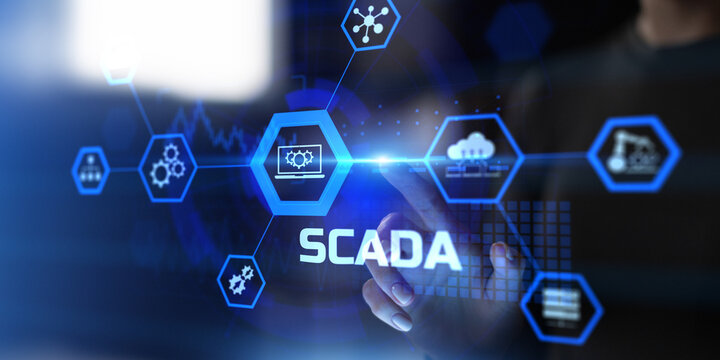 SCADA System and Industrial Automation Network Illustrated as Modern Control Technology Concept.