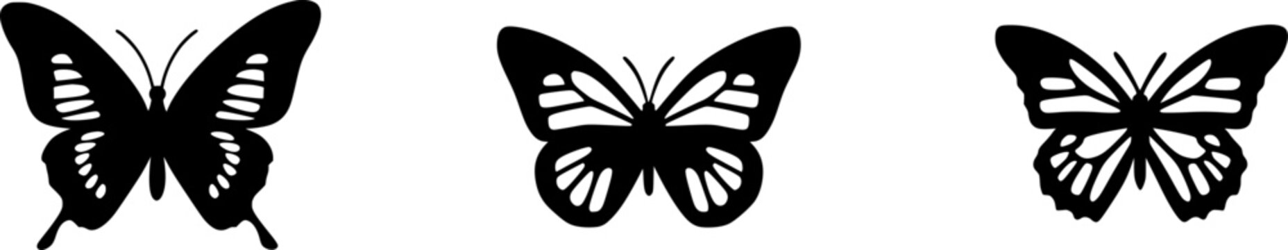A stunning zebra longwing butterfly silhouette with stark black wings against a clean white background showcases high contrast minimalism and crisp edges that are perfect for tracing or stenciling