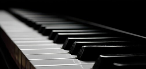 Naklejka premium The Piano Keys in Dramatic Monochrome Light Showing Texture and Depth