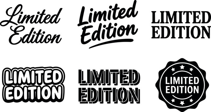 Limited edition phrase set in six distinct black and white typography styles
