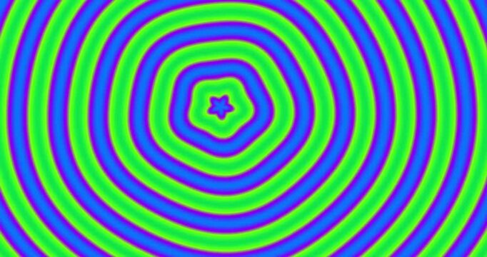 A vibrant and mesmerizing abstract background showcases a dynamic pattern of concentric shapes, radiating outwards from a central star-like form. Alternating bands of electric blue, fuchsia pink, and 