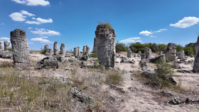 Summer view of rock formation Pobiti Kamani (Upright Stones), Varna region, Bulgaria
