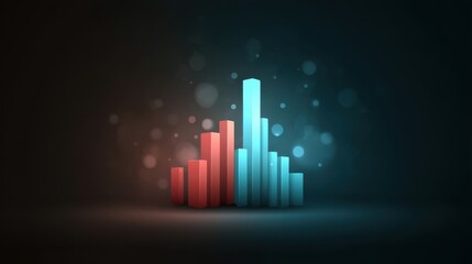 Fototapeta premium Abstract 3D Chart Design with Red and Blue Bars on Dark Background for Business Analysis and Financial Reporting Visualizations