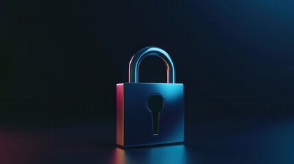 Fototapeta premium Detailed 3D Render of a Metallic Padlock Symbolizing Digital Security and Data Protection