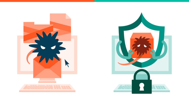 Cyber security EDR technology intercepting ransomware encryption process in real time to protect corporate files and data integrity with advanced threat detection and automated response