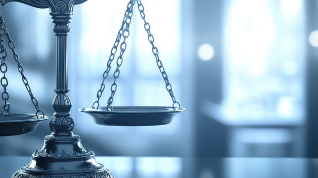 Symbolic Scales of Justice Representing Legal Balance and Law Enforcement in a Formal Setting