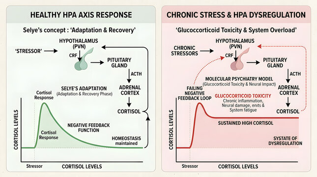 HPA Axis Response and Chronic Stress Impact on Cortisol Levels  