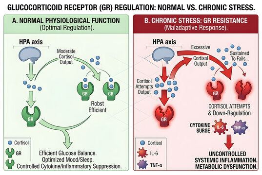 Glucocorticoid receptor regulation in normal and chronic stress conditions  