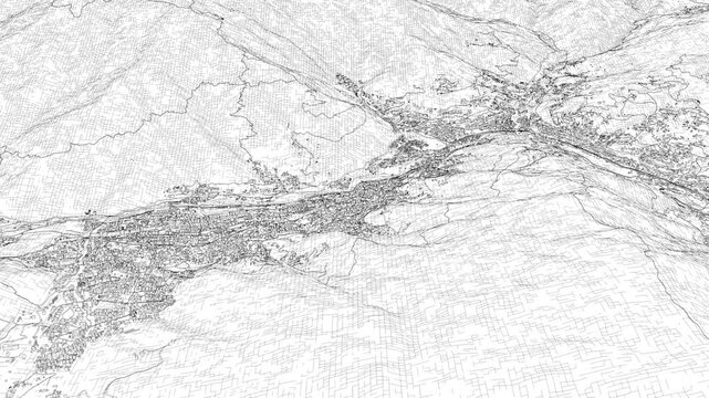 3D looped animation of city - Thimphu Bhutan