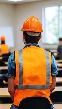 Trainee Worker in Safety Vest Engaged in Skill Training for Future Workforce Development Session