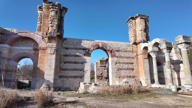 Ancient Ruins at archaeological area of Philippi, Eastern Macedonia and Thrace, Greece