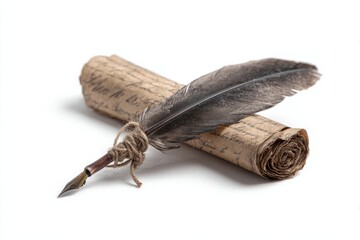 isolated feather with a copy space