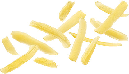 Obraz na płótnie Canvas Grated cheese macro isolated