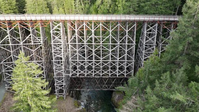 Historic Kinsol Trestle Bridge in Lush Forest, Vancouver Island Canada