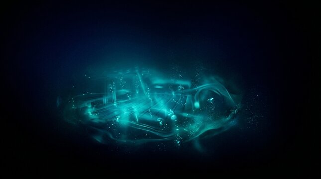 Dark Deep Prussian Blue Green Glowing Gradient - Moody Aquatic Abstract Background