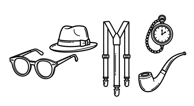 Vintage accessories for men on display.