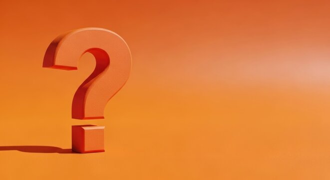 An orange question mark sits on a matching background