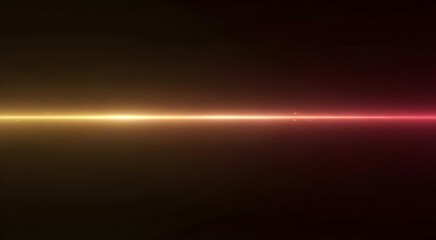 Fototapeta premium Horizontal light streak with golden glow and pink light accent lens flare dark background light effect light beam digital art color gradient energy burst light pollution