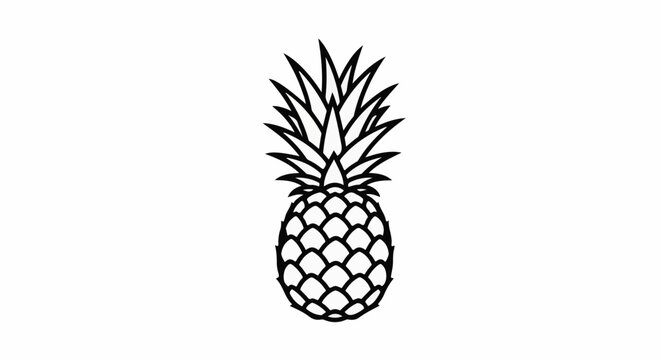 A simple, bold outline drawing of a pineapple against a white background