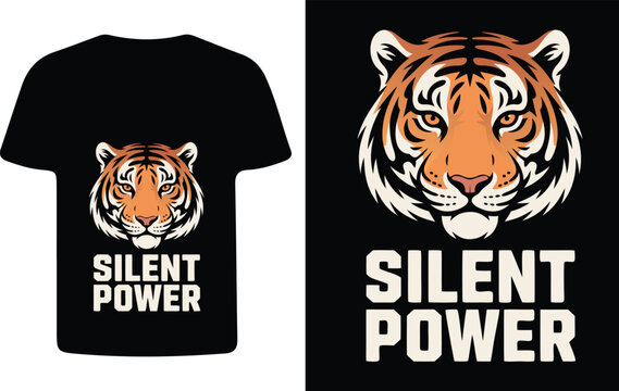 T shirt mockup featuring a tiger graphic and bold text design