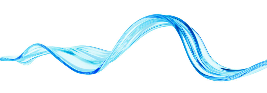 Liquid glass transparent wave ribbon. Fluid flow line curve shape