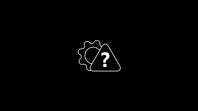 Mysterious triangular with question mark and cloud abstract symbol in black background for modern tech interfaces and