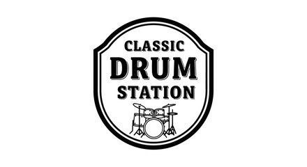 Obraz premium Drum Station Logo With Drums.